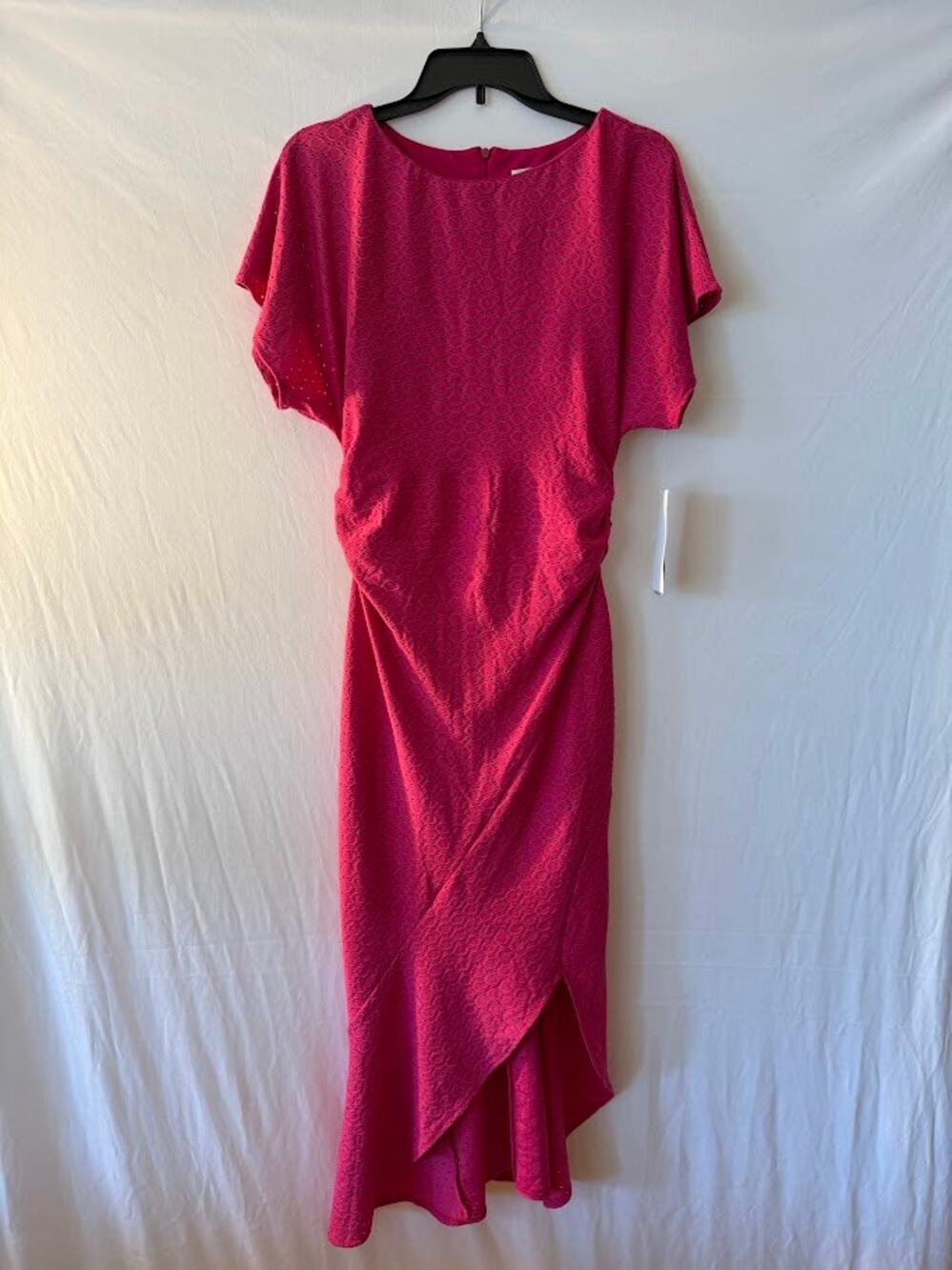 London Times Womens Boat-Neck Flutter-Slee Fuchsia 4